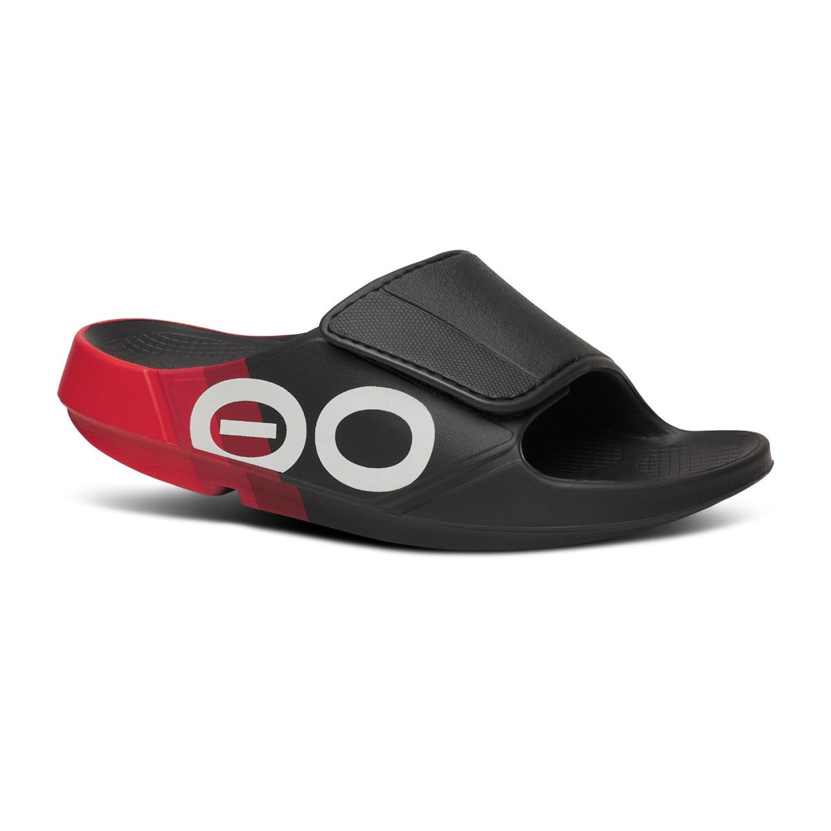 1553FIRRAL_shot2 OOFOS Unisex Ooahh Sports Flex Sandals in Fire Rally - Image 1