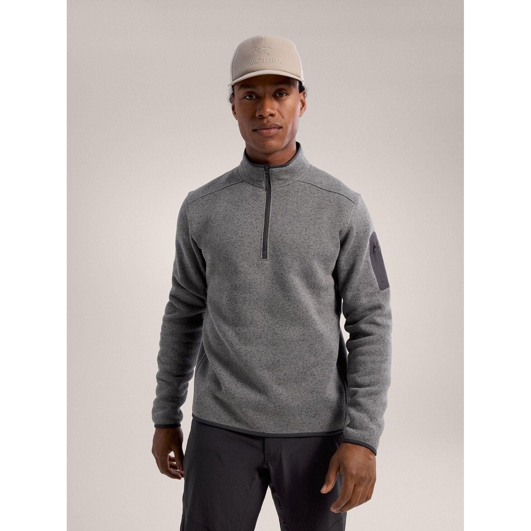 F24-X000008906-Covert-1-2-Zip-Neck-Void-Heather-Graphite-Front-View #color_void-heather-graphite