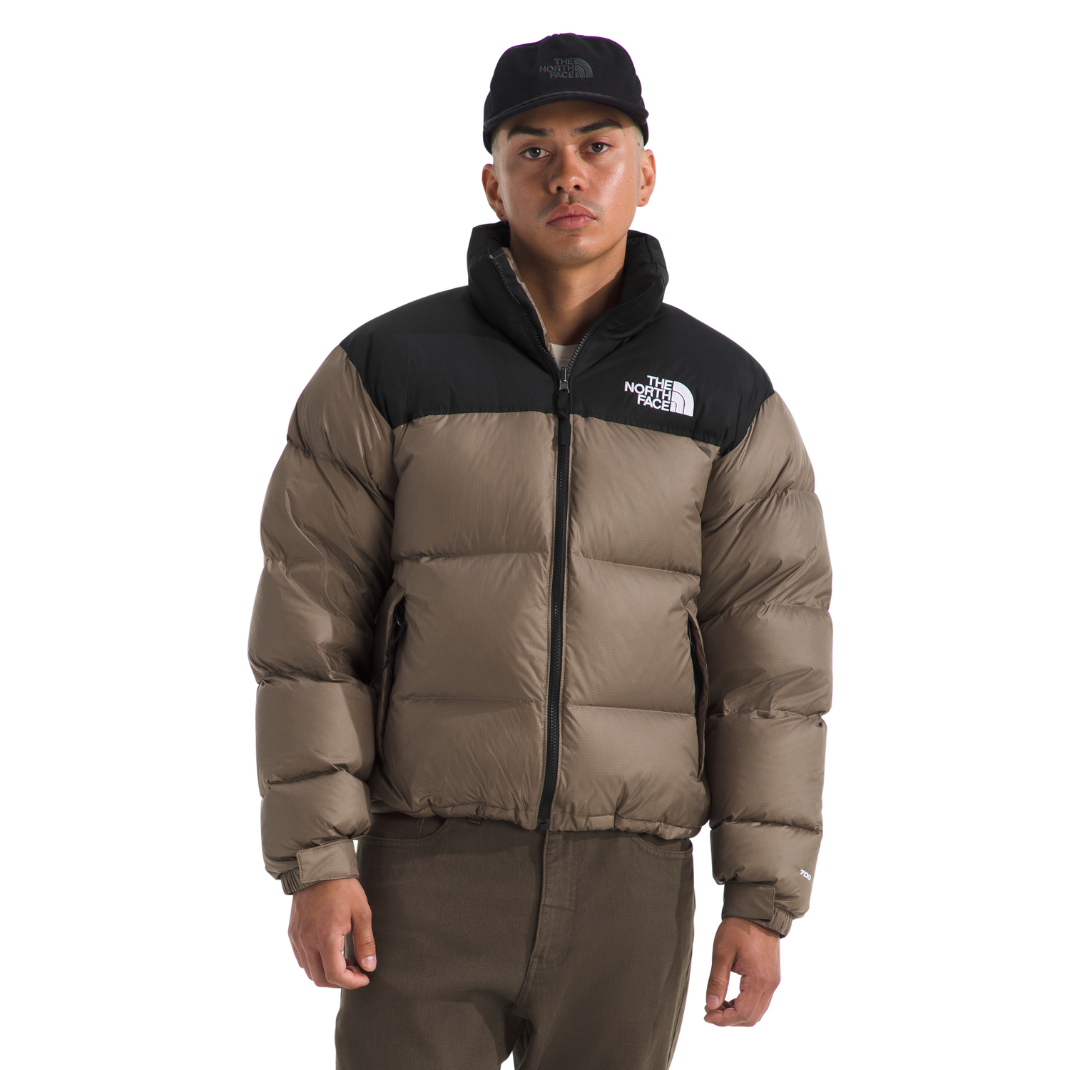 NF0A3C8DDHL-HERO The North Face Men's 1996 Retro Nuptse Jacket in Mocha Brown/TNF Black - Image 1