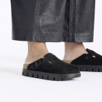 Birkenstock Boston Chunky Suede Leather in Black/Black - Image 4