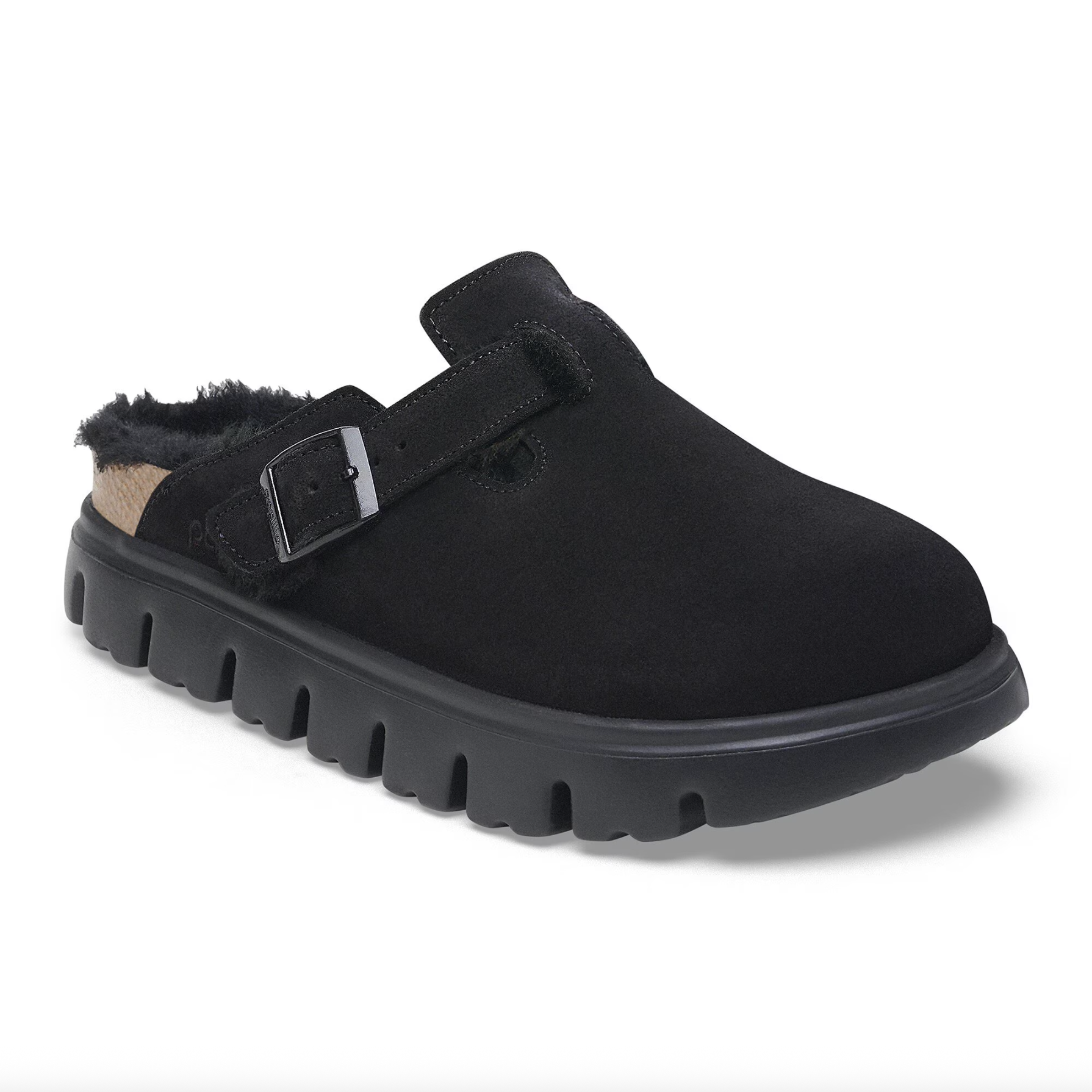 Screenshot2025-09-16at10.17.44PM Birkenstock Women's Boston Chunky Shearling Suede Leather-Shearling in Black - Image 1