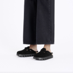 Birkenstock Women's Boston Chunky Shearling Suede Leather-Shearling in Black - Image 3