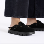 Birkenstock Women's Boston Chunky Shearling Suede Leather-Shearling in Black - Image 4