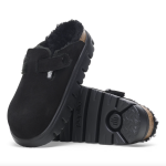Birkenstock Women's Boston Chunky Shearling Suede Leather-Shearling in Black - Image 5