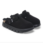 Birkenstock Women's Boston Chunky Shearling Suede Leather-Shearling in Black - Image 7