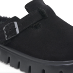 Birkenstock Women's Boston Chunky Shearling Suede Leather-Shearling in Black - Image 9