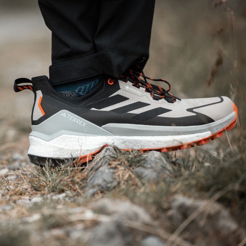 Adidas Men's Terrex Free Hiker 2.0 Low Gore-Tex in Wonder Beige Core Black Semi Impact orange - Image 9